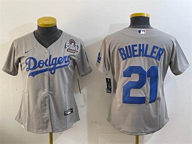 Youth Los Angeles Dodgers ACTIVE PLAYER Custom Grey 2024 World Series Cool Base Stitched Baseball Jersey
